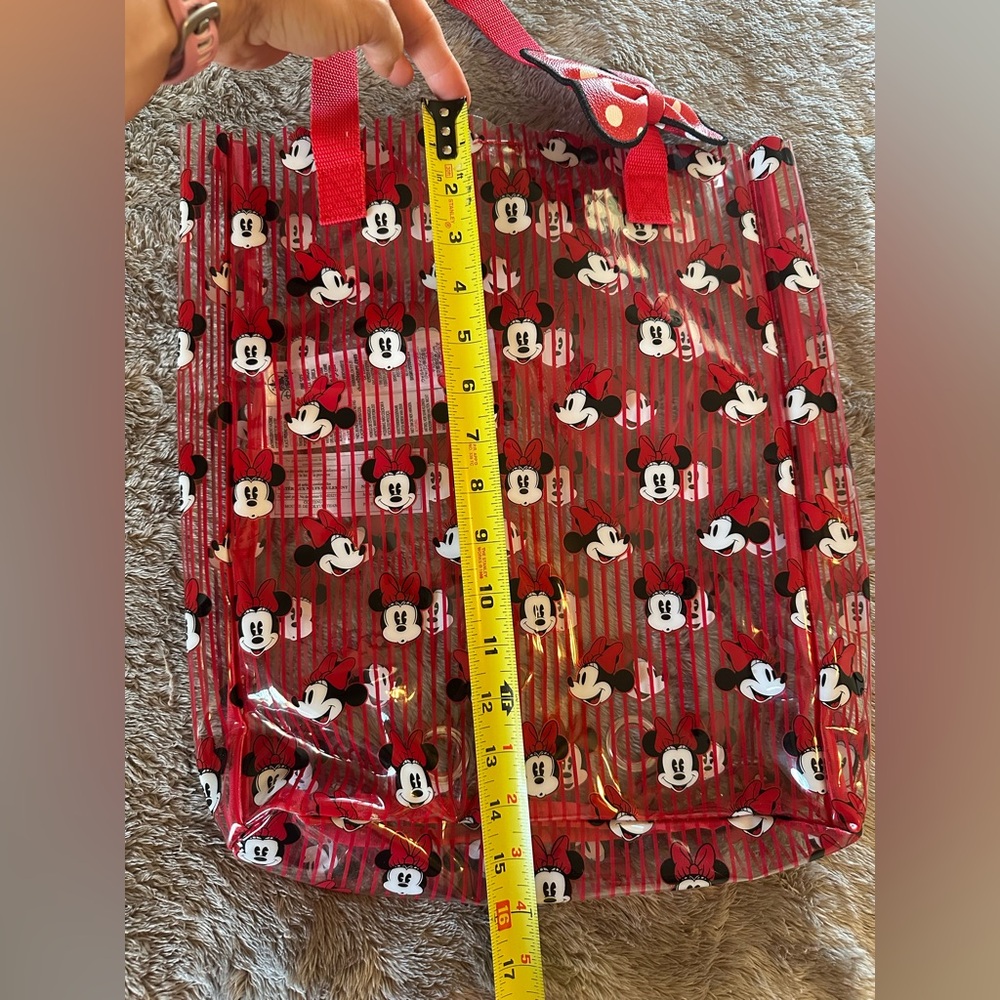 Disney NWOT Clear Tote with Red and Black Minnie Mouse Print and Bow - Picture 4 of 9